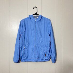Voyager Women's Reversible Hooded Windbreaker Blue Gray Full Zip Size S EUC